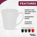 DISCOUNT PROMOS Glossy Ceramic Latte Coffee Mug 12 oz. Set of 10, Bulk Pack - Perfect for Tea, Espresso, Cappuccino, Hot Cocoa - White by CozyNest Decor