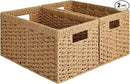 StorageWorks Round Paper Rope Storage Baskets, Rectangular Wicker Baskets with Built-in Handles, Medium, 13 ¼ x 8 ½ x 7 ¼ inches, 2-Pack by CozyNest Decor