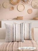 Boho Chenille Tufted Couch Throw Pillow Covers 18x18 Inch Set of 2 Farmhouse Striped Decorative Pillow Covers Accent Neutral Square Pillowcase Grey Cushion Covers for Livingroom Sofa Bed by CozyNest Decor