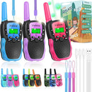Vvinca Walkie Talkies for Kids Rechargeable 3 Pack, Toys for Boys Girls Age 3-13 Ourdoor Camping Birthday Gift, 3KM Long Range Walkie-Talkie 2 Way Radios 22 CH VOX with Li-ion Battery Flashlight by TinyTreasures Baby Boutique
