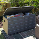Domi 260 Gallon Resin Deck Box, Waterproof & UV-Resistant Outdoor Large Storage Box Lockable Storage Bin for Patio Cushions Pool Supplies Garden Tools and Delivery Storage by GreenHaven Gardens