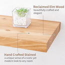 Axeman Floating Shelves for Wall, 8 Inch Deep Rustic Solid Elm Wood Wall Shelves for Storage, Wall Mounted Display Shelving with Invisible Heavy-Duty Metal Bracket, 36'' Width Set of 2, Natural by CozyNest Decor