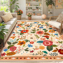 Floral 9x12 Area Rug Machine Washable Soft Print Boho Carpet Non Slip Doormat Low Pile Flower Area Rugs for Living Room Bedroom Nursery Kitchen Dining Room Indoor-Light Orange by TinyTreasures Baby Boutique