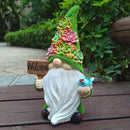 Solar Gnomes Garden Statues,Resin Gnome Figurine Holding Welcome Card and Bird with Solar Lights, Outdoor Gnomes Decorations for Yard Patio Lawn Porch, Garden Gifts by GreenHaven Gardens