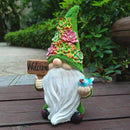 Solar Gnomes Garden Statues,Resin Gnome Figurine Holding Welcome Card and Bird with Solar Lights, Outdoor Gnomes Decorations for Yard Patio Lawn Porch, Garden Gifts by CozyNest Decor