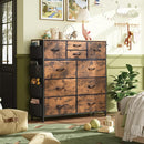 WLIVE Fabric Dresser for Bedroom with 10 Drawers, Chest of Drawers with Side Pockets and Hooks, Sturdy Metal Frame, Drawers Organizer Unit for Living Room, Hallway, Rustic Brown Wood Grain Print by TinyTreasures Baby Boutique