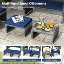 Tangkula 2 Pieces Patio PE Rattan Ottomans, Multipurpose Outdoor Footstool Footrest Additional Seating Side Table with Soft Zippered Cushions for Deck, Garden, and Yard (Navy Blue) by CozyNest Decor