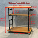 Industrial Portable Kitchen Island on Wheels,Bar Carts for the Home Wine Bar Beverage Coffee Cart,Metal Rolling kitchen carts and islands,Wood and Pipe 3-Tier Butcher Block Island Food Serving Cart by CozyNest Decor