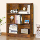 LEYAOYAO 7 Cube Bookshelf with Wood Base, Brown 3 Tier Mid-Century Modern Bookcase,Standing Wide Bookshelves Storage Organizer Shelf,Rustic Display Cabinet Book Shelves for Bedroom,Living Room,Office by CozyNest Decor