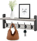 Sorbus Coat Hooks Wall Mount with Shelf – 24 Inch Coat Rack Wall Mount with 5 Heavy Duty Hooks – Floating Wall Shelf with Hooks for Entryway, Bathroom, Bedroom, Kitchen, or Mudroom (Gray) by CozyNest Decor