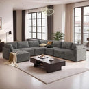 Modular Sectional Sofa with Chaise U Shaped Sectional Couch for Living Room, 8-Seater Comfy Cloud Couches with One Movable Ottoman, Plush Corduroy, Gray by CozyNest Decor