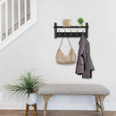 Sorbus Coat Hooks Wall Mount with Shelf – 16 Inch Coat Rack Wall Mount with 5 Heavy Duty Hooks – Floating Wall Shelf with Hooks for Entryway, Bathroom, Bedroom, Kitchen, or Mudroom (Black) by CozyNest Decor
