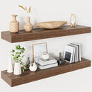 Heimlove 32 Inch Floating Shelves for Wall,Walnut 9.3" Deep Floating Shelf Set of 2,Wall Mounted Shelves for Bathroom Bedroom Living Room Kitchen Office,Shelf for Books Storage Room,Home Decor by CozyNest Decor
