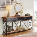 Tribesigns 70.8" Console Table with 3 Drawers, Farmhouse Entryway Table with Storage Shelf, Narrow Long Sofa Foyer Table for Entryway, Hallway (Brown/Black) by CozyNest Decor
