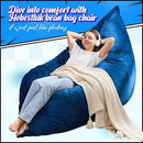 Hobestluk 3 in 1 Bean Bag Chair Giant Bean Bag Chairs for Adults with Velvet Cover Convertible Bean Bag Floor Cushion with Machine Washable Cover for Living Room (Velvet Blue) by CozyNest Decor