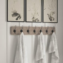 HBCY Creations Weathered Solid Wood Wall Mounted Coat Rack with Shelf, 7 Hooks, 34" Long - Kitchen, Mudroom, Entryway, Bathroom - Includes Mounting Hardware, Coat Hanger, Dog Leash Hooks, Towel Rack by CozyNest Decor