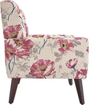 UIXE Floral Accent Chair, Modern Upholstered Armchair in Fabric for Living Room, Comfy Club Arm Chairs Single Sofa Button Tufted Bedroom Reading Seat - Pattern White, Set of 2 by CozyNest Decor