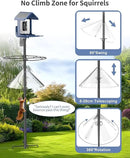 Bird Feeder Pole with Squirrel Baffle - 90 Inch Bird House Pole with Semicircular Hook for Outdoors, Squirrel Proof Baffle with Stainless Steel Spring for Better Defense, Slip-Fit Connection by GreenHaven Gardens