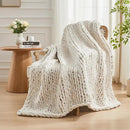 Carriediosa Chunky Knit Throw Blanket 60" X 80" Twin, 100% Hand Made Large Chenille Loop Yarn Soft Fluffy Throws for Couch Sofa Bed, Big Crochet Cozy Heavy Thick Cable Woven Blankets, Cream White by CozyNest Decor