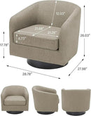 Swivel Barrel Accent Chair, Modern Round Linen Arm Chair for Living Room, Bedroom, Comfy Club Reading Chairs for Adults-Linen Fabric Light Brown, 1SEAT by CozyNest Decor