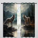 Wolf Blackout Curtains for Boys Girl Bedroom Decor,Moon Mountain Pine Forest Wild Animals Thermal Insulated Grommet Drapes Darkening Window Curtain for Living Room Home 55x63 inch by TinyTreasures Baby Boutique