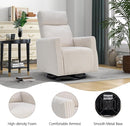 CANMOV Swivel Rocker Chair for Nursery, Swivel Accent Chair with High Back and Arms, Corduroy Glider Chair for Living Room Bedroom Nursery, Beige by TinyTreasures Baby Boutique