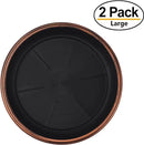 9" Decorative Heavy Duty Tray/Saucer (2 Pack) Rustic Medieval/French Country Look, Pot/Planter Base for Indoor/Outdoor Decor Use. Long Lasting, Reusable Light Weight (9 inches, Copper) by GreenHaven Gardens