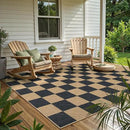 Lahome Checkered Easy Jute Area Rug, 5x7 Outdoor Patio Rug Washable Carpet for Living Room Checkerboard Indoor Outdoor Carpet, Farmhouse Geometric Non Slip Black Mat for Backyard Dining Room by CozyNest Decor