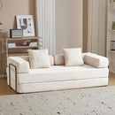 Convertible Sleeper Sofa Bed, Compression Folding Sofa with Pillow, No Assembly Required, Shape Frame, Floor Sofas Lounge Couch for Living Room, Bedroom, Small Spaces(Corduroy, 77''W, Off-white) by CozyNest Decor