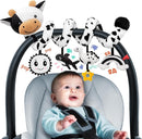 Spiral Car Seat Baby Toys 0-6 Months, Infant Carseat High Contrast Sensory Toys Hanging Stroller Accessories, Newborn Gifts for Baby Boys Girls Essentials, Cute Black and White Cow by TinyTreasures Baby Boutique