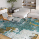 Kelarea 6x9 Area Rugs for Living Room, Washable Abstract Non-Slip Large Rug Stain Resistant Blue Carpet, Low Pile Soft Indoor Rug for Bedroom, Dining Room, Nursery, Kitchen, Home Office by TinyTreasures Baby Boutique