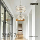 12” 3-Light Modern Crystal Chandeliers Nickel Dinning Room Light Fixture, Round Pendant Light Kitchen Island Chandelier, Flush Mount Ceiling Light for Living Room Entryway Bedroom Foyer by CozyNest Decor