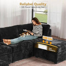 Modular Sectional Sofa, 130.7 Inch U Shaped Couch Set for Living Room, 4-Seater Comfy Cloud Couches with Two Movable Ottoman, Plush Corduroy, Black by CozyNest Decor