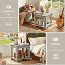 Farmhouse End Table Set of 2,Large Side Table with 2-Tier Storage Shelf,Rustic Wood End Tables for Living Room,Square Tea Table,Gray by CozyNest Decor