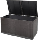 HAPPYGRILL 175 Gallon Outdoor Rattan Deck Box, Wicker Storage Bin with Zippered Liner & 2 Universal Wheels, Safe Pneumatic Rod, Patio Rattan Storage Container for Cushions Pillows by CozyNest Decor