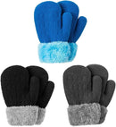 Winter Mittens Gloves Beanie Hat Set for Kids Baby Toddler Children, Thick Warm Knit Fleece Lined Thermal Set for Boys Girls by TinyTreasures Baby Boutique