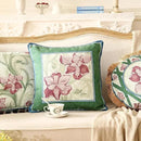 patdrea Designer Throw Pillow Covers Set of 4,French Elegant Green Linen with Iris Floral Collection Pattern Pillow Covers,Decorative Lumbar Square Round Pillowcases Cushion for Bed Living Room by CozyNest Decor