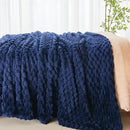 NEWCOSPLAY Super Soft King Blanket Dark Navy Premium Silky Flannel Fleece 3D Clouds Stylish Jacquard Lightweight Bed Blanket All Season Use 350GSM (Dark Navy, King(90"x110")) by CozyNest Decor
