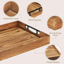 LotFancy Large Ottoman Tray for Living Room, 17x13'' Wood Serving Tray with Handles, Home Décor for Coffee Table, Sofa, 2 Skidproof Coasters Included by CozyNest Decor