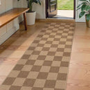 Lahome Checkered Easy Jute Kitchen Runner, 2x8 Washable Indoor Outdoor Runner Rug, Checkerboard Non Slip Non Shedding Neutral Carpet for Hallway Entryway Foyer by CozyNest Decor