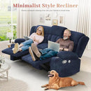 Loveseat Recliner Sofa, 2 Seater Curved Sofa for Living Room, Fabric Manual Pull Tab Reclining Loveseat with Storage Console, Recliner Loveseat Couches with USB Charge Ports, Cup Holders, Blue by CozyNest Decor