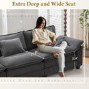 URRED Modular Sectional Sofa Comfy Cloud Couch, Modern Velvet Sofa Sleeper Deep Seat Couches with Ottoman/Pillows for Living Room (Dark Gray, 117'') by CozyNest Decor