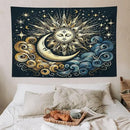 HZOHNAGO Sun Moon Tapestry Boho Golden Stars Pattern Printed Wall Tapestry Wall Hanging for Bedroom Living Room Dorm 90" W x 60" H by CozyNest Decor