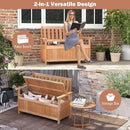 Tangkula 48 Inch Outdoor Wood Storage Bench Deck Box, Wooden Storage Loveseat with 34.2 Gal Inner Space, Entryway Bench Deck Box with Slatted Backrest, Storage Seat for Garden, Lawn, Balcony & Porch by CozyNest Decor
