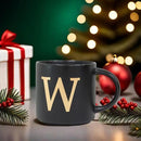 COLLECTIVE HOME - Monogram Ceramic Mugs, 15 oz Golden Initial Black Coffee Cups, Elegant Alphabet Tea Mugs, Elegant Personalized Mug with Gift Box, Unique Mug with Double Side Capital Lette (W) by CozyNest Decor
