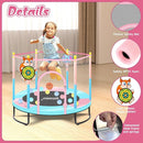Pink Indoor Trampoline for Kids 2-5, 5ft Mini Indoor & Outdoor Small Toddler Trampoline with Net and Basketball Hoop by TinyTreasures Baby Boutique