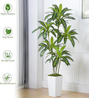 Artificial Dracaena Tree Artificial Silk Tree Faux Tree Fake Tropical Yucca Floor Plant with White Tall Planter (1, White Tall Planter, 6FT) by CozyNest Decor