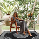CAMILSON Outdoor Rug, 9x12 Medallion Black White Modern Area Rugs for Large Indoor and Outdoor Patios, Kitchen and Hallway Mats, Washable Porch Deck Outside Carpet (Medallion Black, 9 x 12) by GreenHaven Gardens