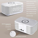 Alarm Clock Speaker Wireless Charger, Digital Alarm Clocks Bedrooms Bluetooth, Alarm Clock Dimmable Light Bedrooms Dual Alarm Snooze Dimmer 12 24H RGB Night Light Bluetooth USB AUX, White by TinyTreasures Baby Boutique