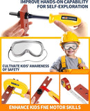 Deejoy 54Pcs Large Kids Tool Set with Electric Saw & Electronic Toy Drill, Pretend Play Kids Construction Set for Toddler 3-5 Years Old, Toddler Boy Toys-Orange by TinyTreasures Baby Boutique